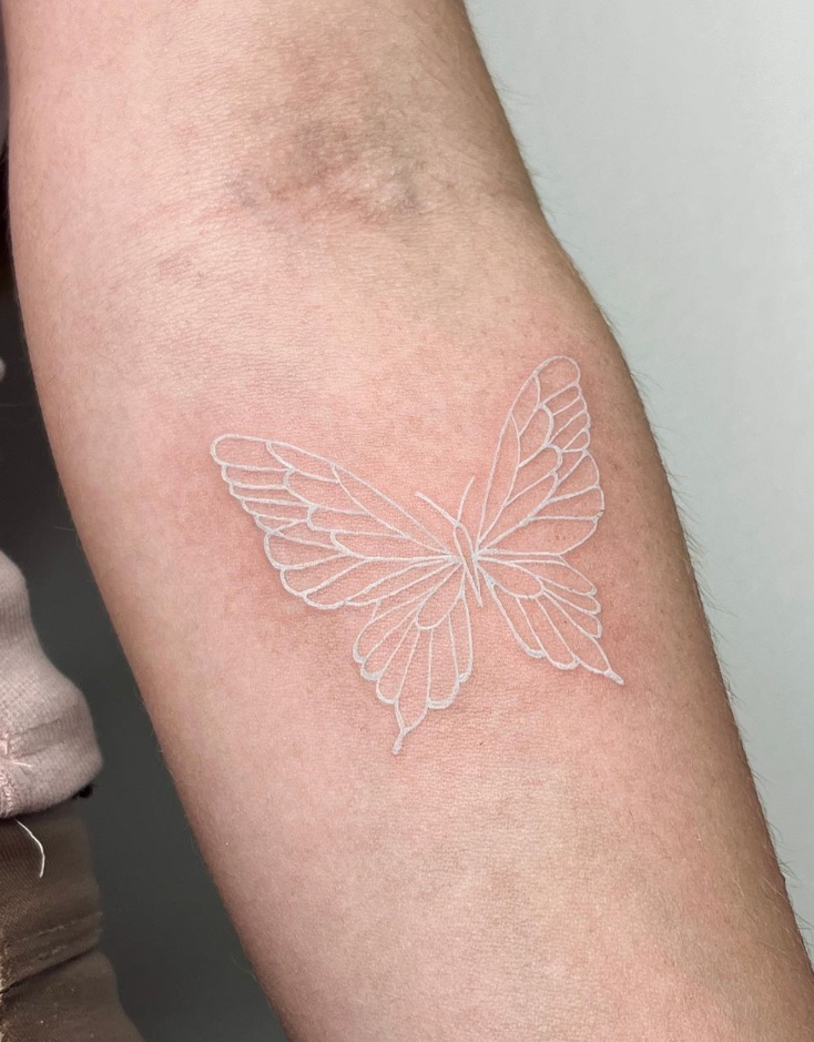 Body Modification Nation  White Ink Tattoos  Butterfly Tattoos   Minimalist