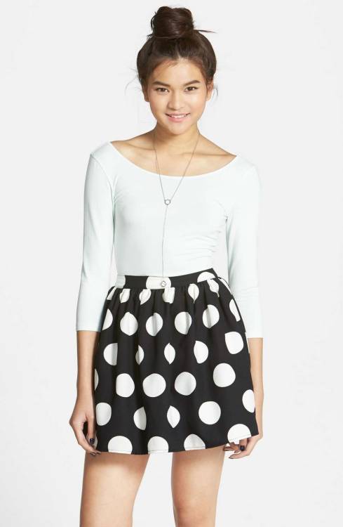 i-love-polka-dots:Polka Dot Print Full Skirt (Juniors)