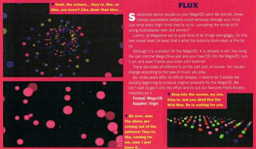  Sega MegaZone #55, Sep 95 - A preview of ‘Flux’ - a weird cartridge that actually works as a visual