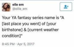 femmedplume:  spoopykiley:  csevet:  hypotheticalwoman:  dharmagun:  return-victorious:  A City of Ruby and Rain. If that wasn’t super YA sounding, I would use it.  A DOGPARK OF OPALS AND HEAT  a shopping centre of emeralds and cold  A Cousin’s House
