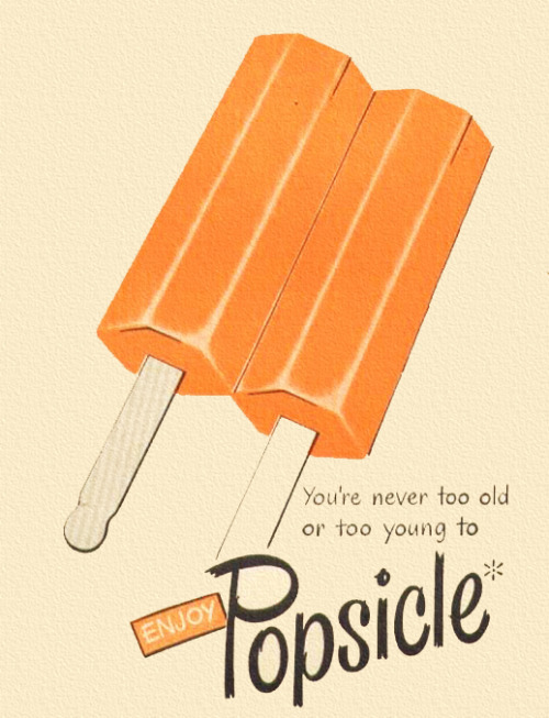 rogerwilkerson: You’re never too old or too young to enjoy Popsicle!  Detail from 1948 Popsicle ad.
