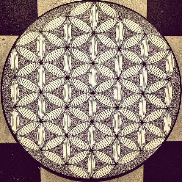 themoonphase:  chaoswizrd:  #floweroflife acrylic and ink on wood   Spirituality