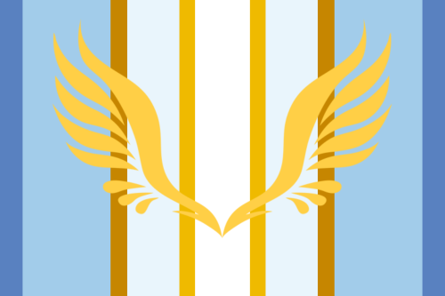 [flag ID: 11 Striped Vertical Flag. Colors From Left To Right Are Blue, Light Blue, Dark Gold/orange,