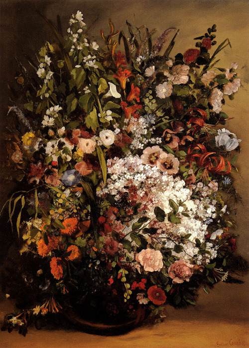 artist-courbet: Bouquet of Flowers, 1862, Gustave CourbetMedium: oil,canvas Beautiful.