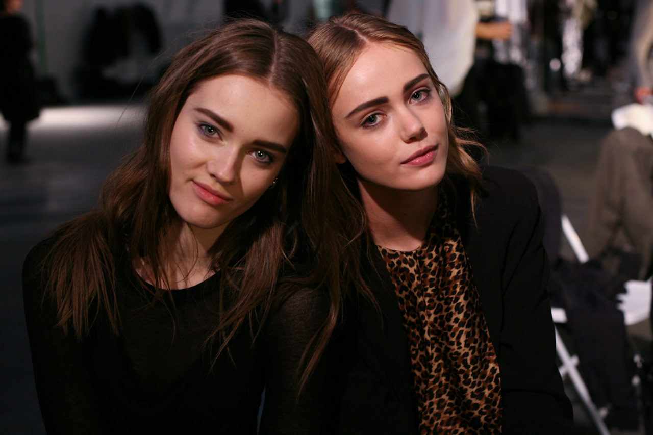 gaultiers:  Jac Jagaciak and Frida Gustavsson backstage at Alexander Wang Fall/Winter