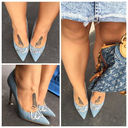 #details I love denim on denim and I def love a cute #denim heel!! #love #heels #fashion #shoeporn #