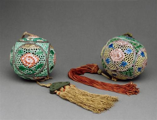 Pair of 18th century Chinese porcelain cricket cagesvia; Paris, musée Guimet - musée national des Ar