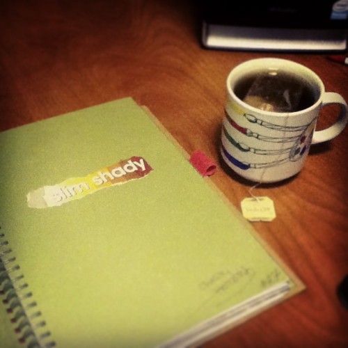 I’m about to stand up #journal #slimshady #tea #chaitea