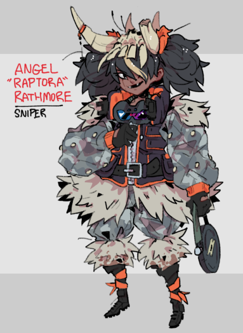 My Lancer pilot Angel! She pilots the Horus Kobold and calls it Mud Bog, she’s very affectionate.