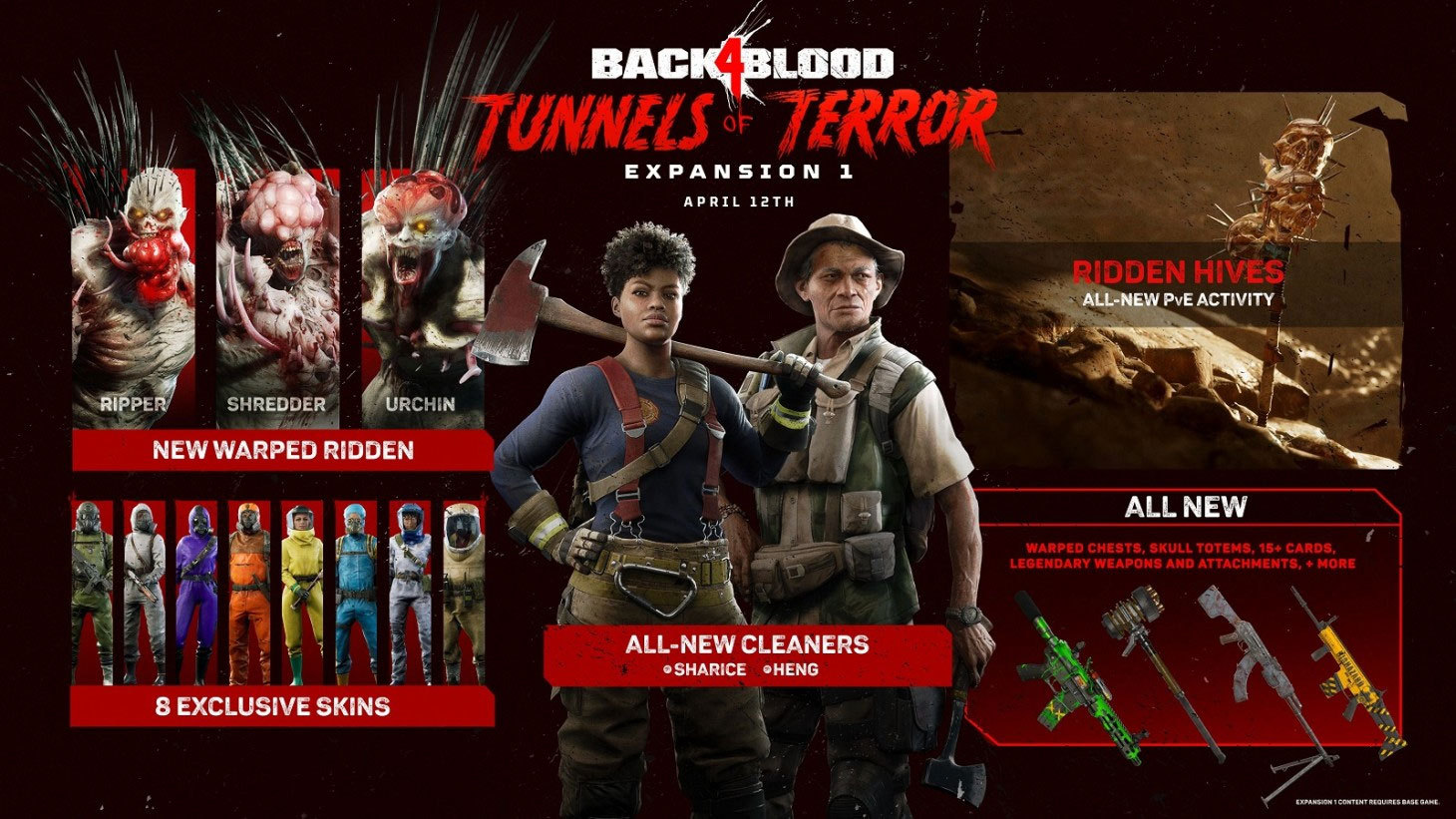 Back 4 Blood, Expansion 1, Tunnels of Terror, DLC, Trailer, Sharice, Pack