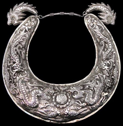 Miao silver necklace, likely dated to the 20th or 21st centuries, though the source did not say. The