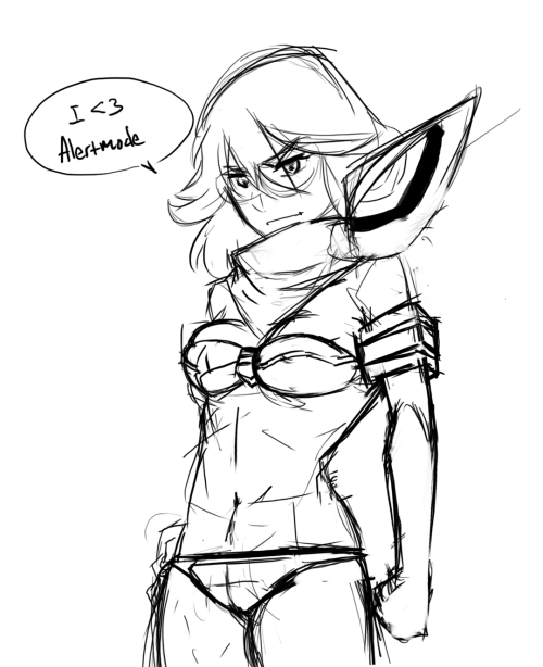 alertmode: Bikini Warmup Ryuko today…i just wanted to draw her with her arm thingies cuz i think of