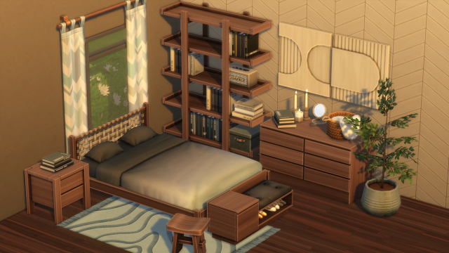 In-game preview of items from myshunosun's Daria Bedroom custom content set for The Sims 4.