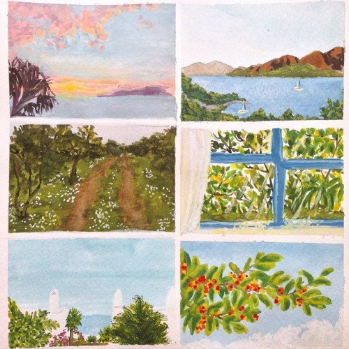 senaycuce:(X) Thumbnail size gouache studies of pictures from past Summers. ⛵️☀️