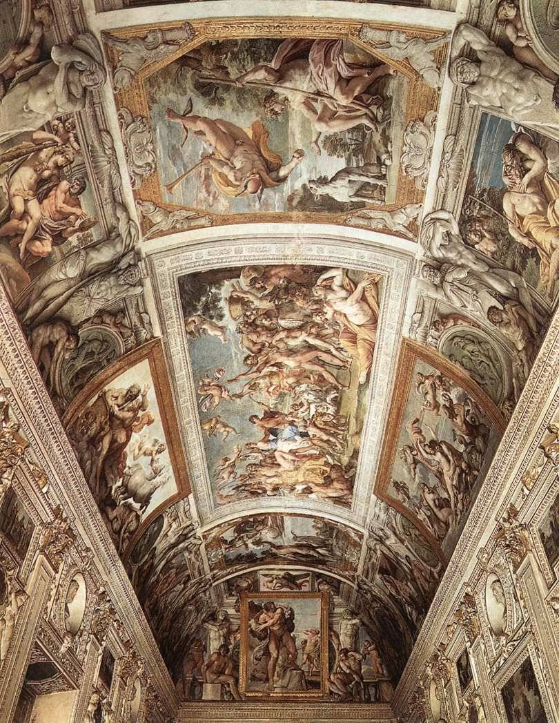 renaissance-art:  Annibale Carracci c. 1597-1602 Ceiling Fresco, Palazzo Farnese 