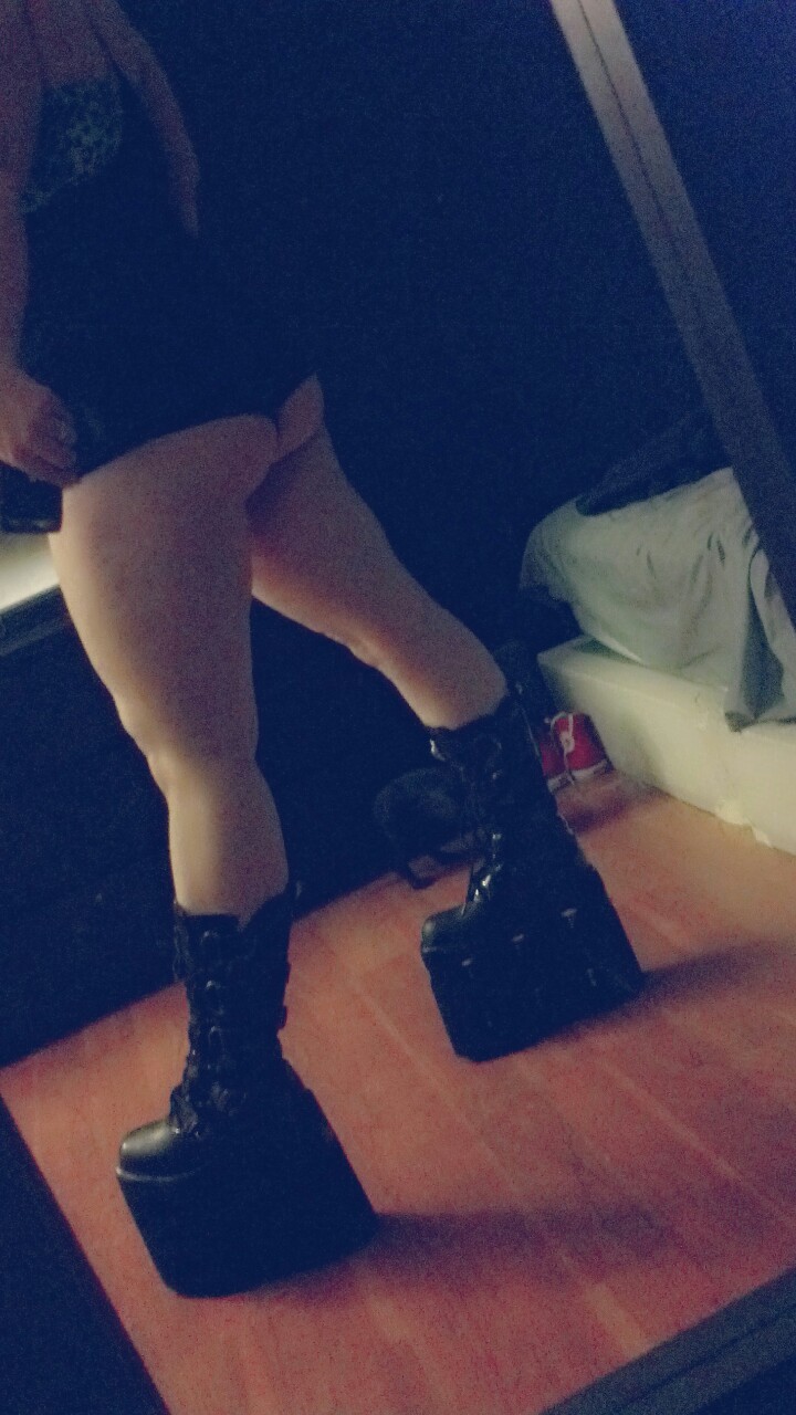 mistressrogue:  It was requested I take a photo in them so I did. My babies are beautiful.