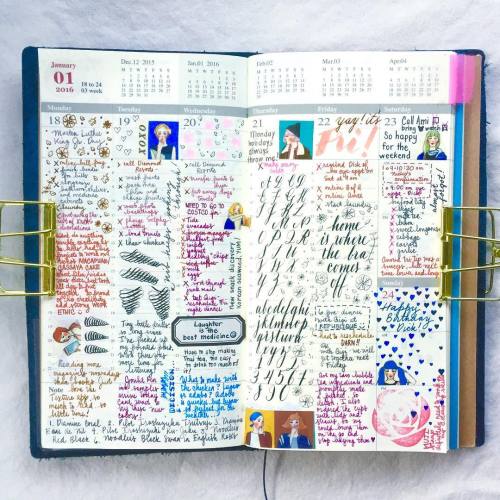 Week 3 in the TN, with tiny calligraphy drills and one of my favorite washi tape designs. #journal #