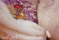 good-girl1993:  Got my fluffy onesie on and my bambi knickers.