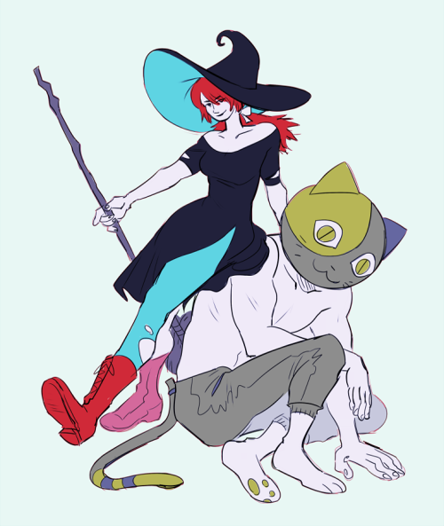 witch and cat