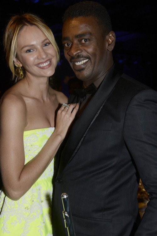 Candice Swanepoel and Seu Jorge attends amfAR&rsquo;s Inspiration Gala Sao Paulo on April 4, 2014 in