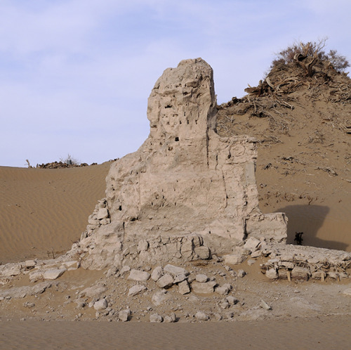 Ruins of the Niya Stupa seen from the north-west and south-east (2ndor 3rd century AD, China).The st
