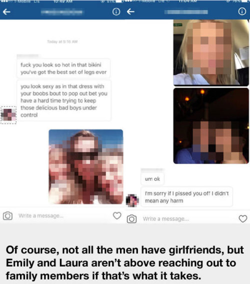 slutty-stripper-goddess:  gothicstripper:  sepiadreamer:  thechronicleofshe:  loki-on-mjolnir:  A brilliant way to respond to dick pics (x)  I love 2016, The year that women have Had Enough  But how are they finding these men’s Facebooks through their