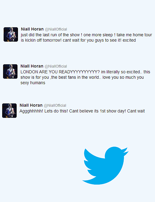 cumharry:  Niall showing excitement for TMH Tour