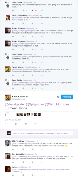 kiwi-xeet:kaldannan:Caught this exchange on Twitter today. :) BioWare community is best.*CHOKING*