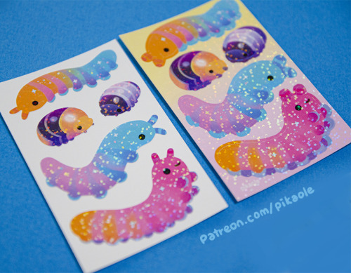 Pillbug, velvet worm, fruits cichlid stickers for patreon rewards