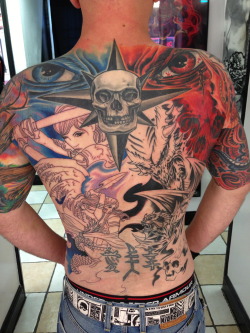 And here is my back piece as of today.  All of the outlining is finished and I can&rsquo;t wait for the color in July!
