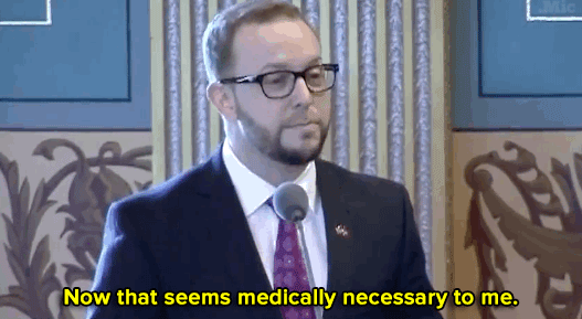 castiel-for-king:this-is-life-actually:Watch: Michigan lawmaker explains why every man needs to 
