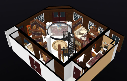 mochacoffee:I created a 3D model and floor plan of Aziraphale’s bookshop in Good Omens! I really w