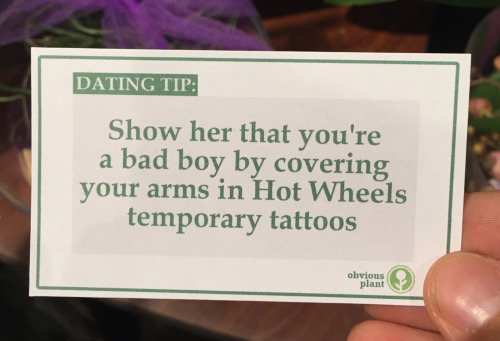 obviousplant:  Free dating advice left in the floral department of a grocery store [see a bonus tip on Facebook] 