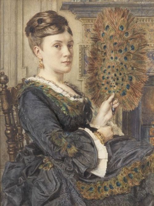 womeninarthistory: The Peacock Fan, Portrait of Elizabeth Courtauld, Sir Edward John Poynter, 1871