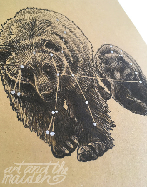 Ursa Major and Ursa Minor, digital print and imitation silver-leafEtsy I Facebook I Instagram