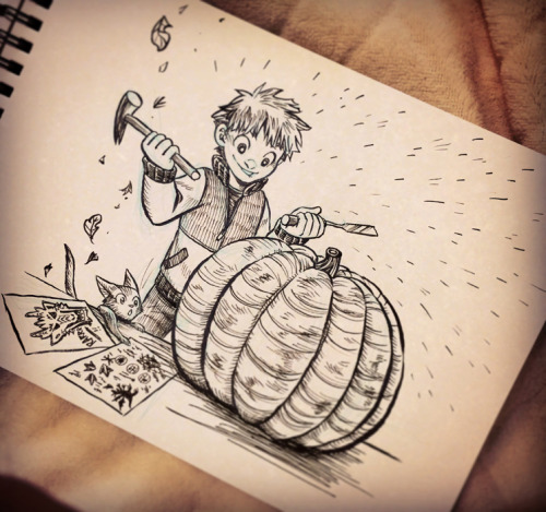  inktober little pumpkin thing story, part 3 ;3get the work started!!!! (day 10)clean the stuff insi