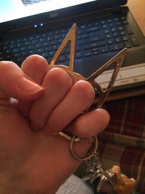 miss-melancholy-usa:  trashxprince:  pissyeti:  Instead of getting one of those shitty little plastic self defense cat keychains, get one of these. It’s made of metal and can do a lot more damage, will not break or bend or snap like the plastic ones