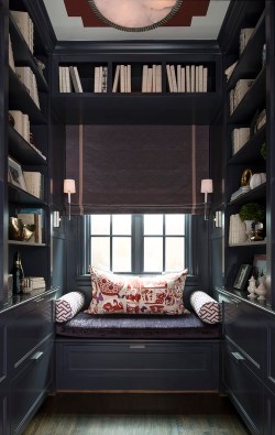 eroticmiddle:  A snug nook for some solitude, books at hand, maybe a spot for a bottle or two … The need for a quiet moment is eternal.   In short, the ultimate reading spot.