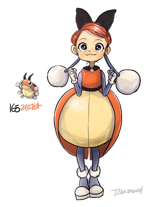 tamtamdi: Pokemon Gijinka 165. Ledyba (back) 166. Ledian