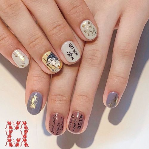 Japanese style nail arts！Inspired by#kuniyoshi #歌川国芳 Produced by @nailsalonavarice_harajuku Call us 