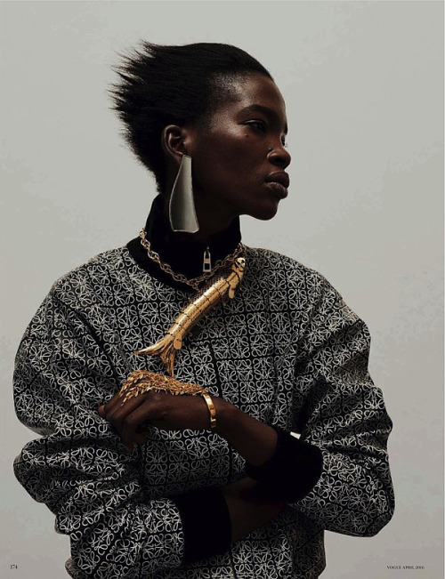 rivegauchegoth:fashion&ndash;victime:Aamito Lagum by Thomas Lohr for Vogue Germany April 2016y e