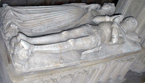 Effigies of Sir William Wilcote (died 1410) and his wife Elizabeth (died 1445) in Wilcote chantry ch