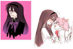 messy AU doodles inspired by evil!homu reveals