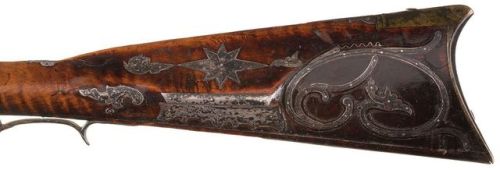Silver mounted flintlock long rifle crafted by Abraham Johnson of Harrison Co., Ohio,late 18th or ea