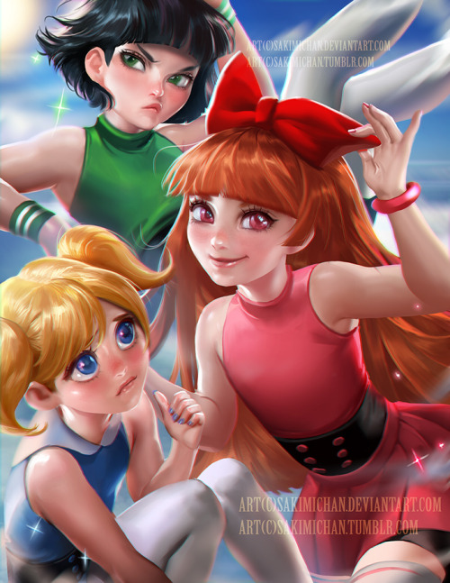 sakimichan:Old favorite cartoon of mine *u* This is a tribute to such a great show ! This piece took me awhile , drawing all three girls in one pic was a  bit of a challenging , I tried my best to keep their personality : )hope  u guys like !PSD,Video