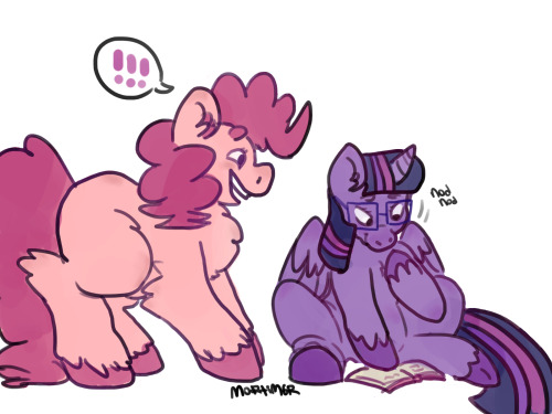 bloodenthusiast: big fluff & her tiny nerd gf (i forgot their cutiemarks forgive me) 