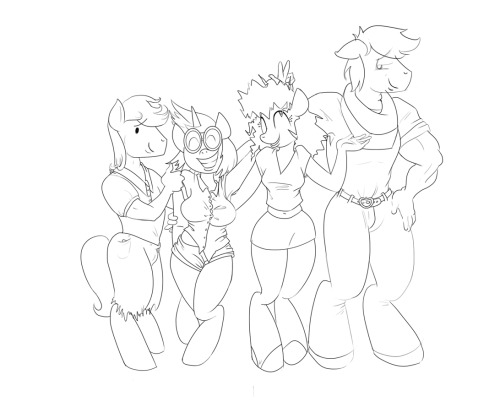 I’ve been working on a sequel to this (SFW aside from cussing) fic for awhile now. Here’s Big Mac and a few of his close friends once they enter high school. (The fic in question doesn’t portray the characters as anthro, but I felt