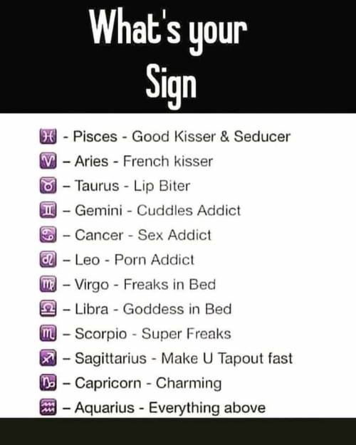 hypnomindstorm:red-dragonfly-jones:  terrideekitty:  bradmoore316:  sometimes-lt-rains-1:  thegingerpowers:  Libra here…. I’ll take it.    Aries  …  (I was hoping to be the Goddess in Bed … 😏)   Cancer here   ♋🦀♋   Aquarius yes spot