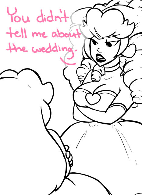 ask-pichihime:  Peach: You’re still in trouble though. As soon as the wedding is over, we’re going to have a lot of paperwork to go over. This breaks at least 40 different agreements in our alliance. So, unless you want B.B. to throw you in jail,