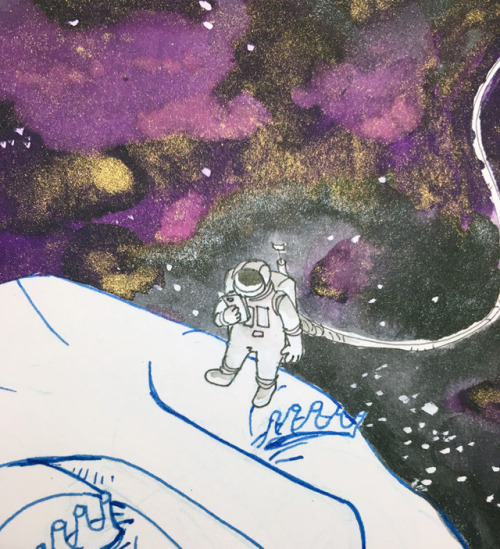 Inktober 1/31. Space #1: The Dreamer.I used some of my sparklypoo Diamine ink samples for the space 